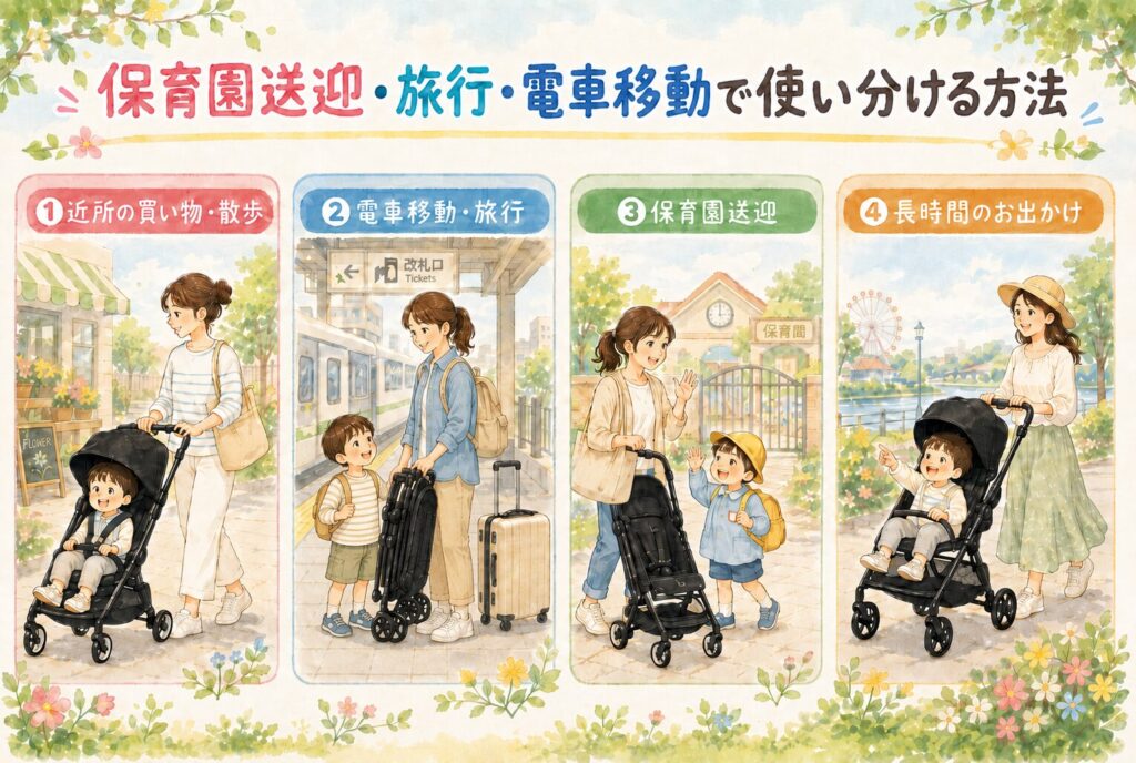 保育園送迎・旅行・電車移動で使い分ける方法